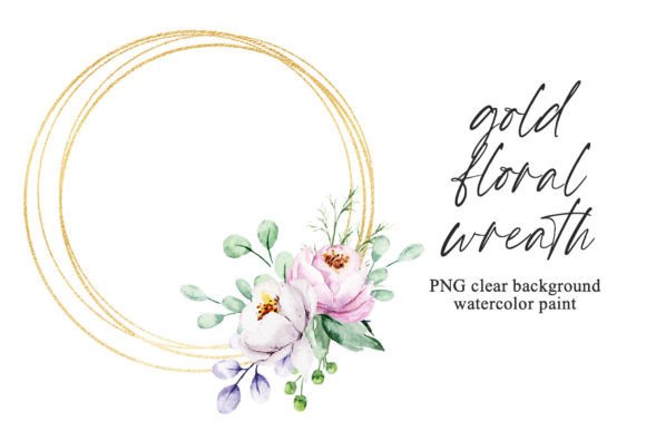 Download Gold Frame, Floral Wreath with Flowers. - Frame Collection