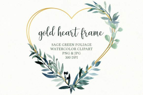 Download Leaves Gold Heart Frame, Greenery Wreath - Frame Collection