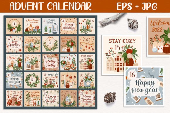 Download Christmas Advent Calendar Print Template - Print template Collection