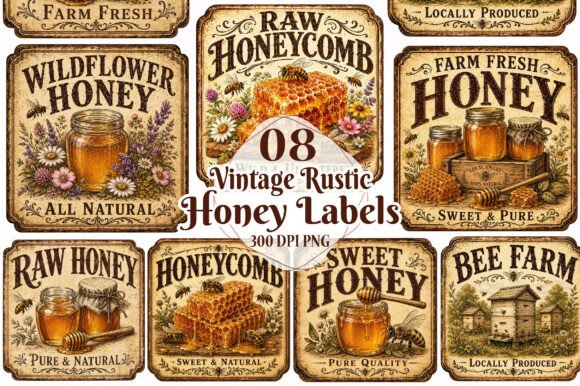 Download Vintage Rustic Honey Labels - Vintage Collection