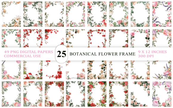 Download Vintage Botanical Flower Frame PNG - Vintage Collection